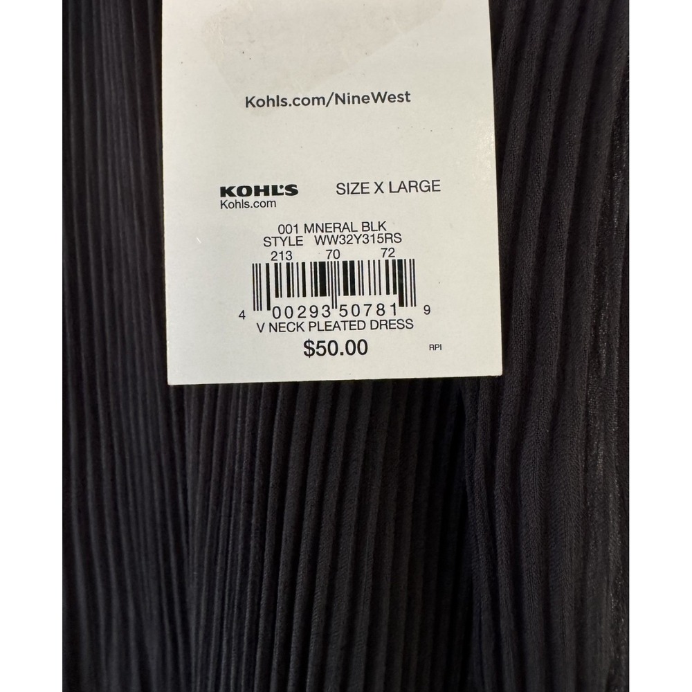 Nine West Womens Mineral Black‎ V-Neck Pleated Sleeveless Dress XL WW32Y315RS - Picture 4 of 9